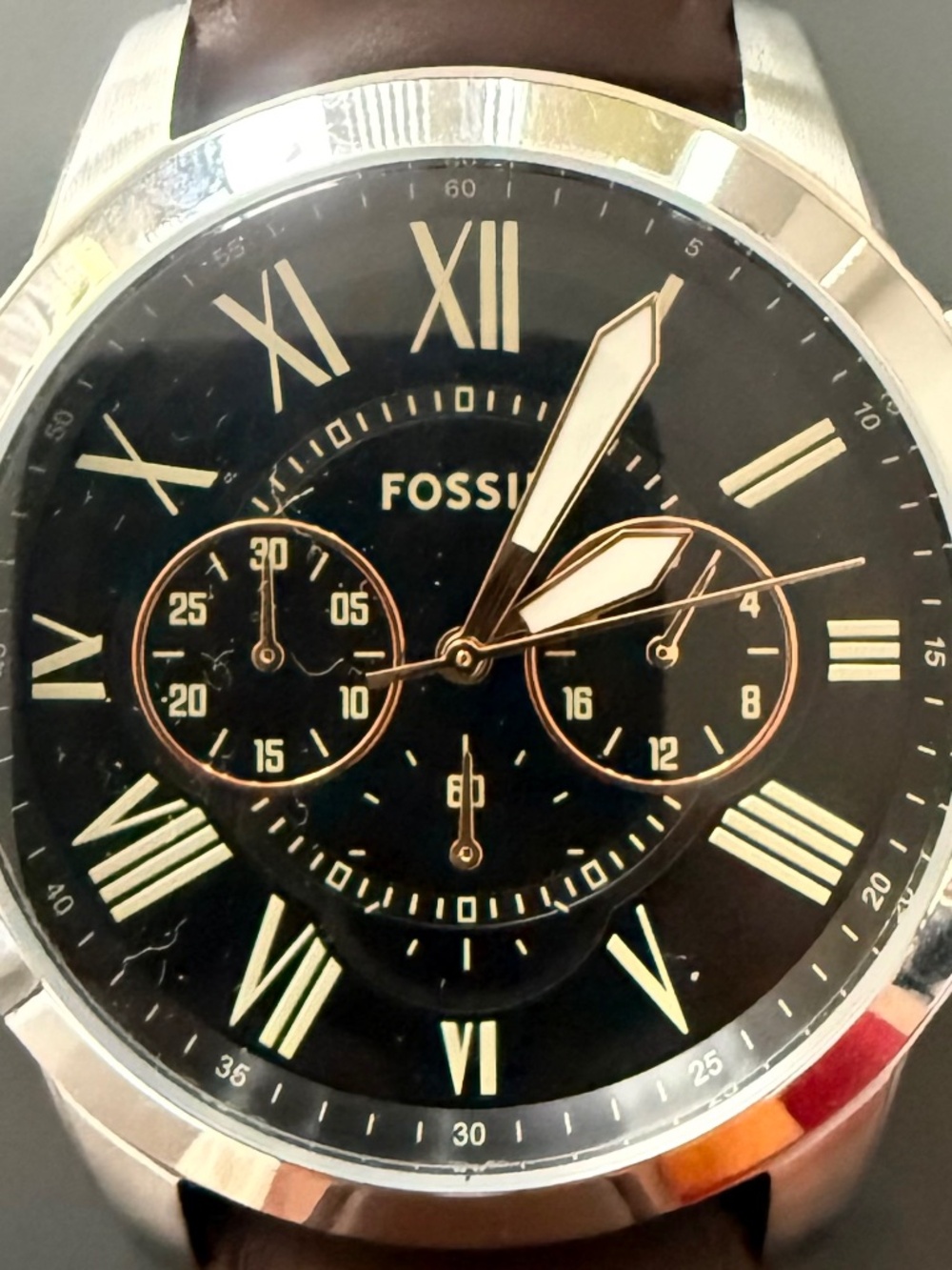 Fossil Black and Silver Roman Numeral Watch